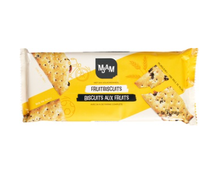 Volkoren fruitbiscuits van MJAM, 24 x 218 g