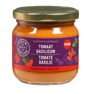 Sandwichspread tomaat basilicum van Your Organic Nature, 6 x 180 g