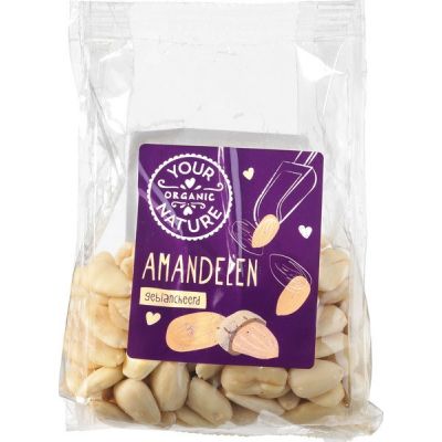 Amandelen blank geblancheerd 8 x 160 g van Your Organic Nature Amandelen blank geblancheerd 8 x 160 g van Your Organic Nature