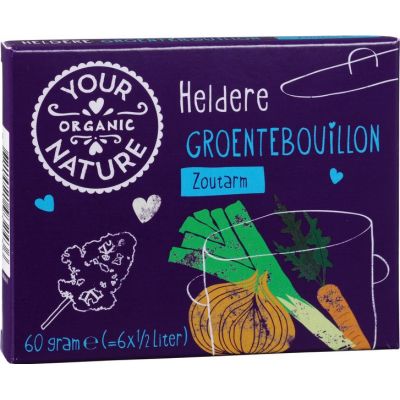 Heldere groentebouillonblokjes zoutarm van Your Organic Nature,