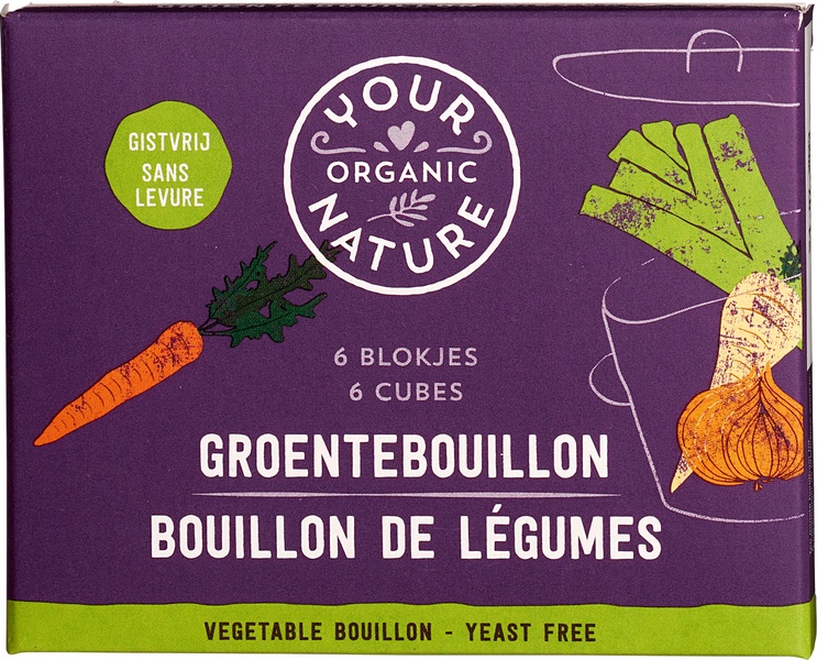 Heldere groentebouillonblokjes zonder gist van Your Organic Natu