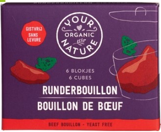 Heldere runderbouillonblokjes zonder gist van Your Organic Natur