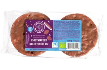 Rijstwafels choco melk zonder zout van Your Organic Nature, 12 x