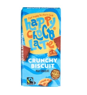 Melk chocolade biscuit van Happy Chocolate, 12 x 100 g