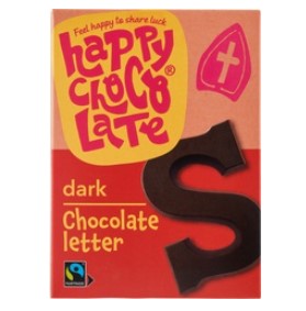 Chocoladeletter S puur van Happy Chocolate, 12 x 130 g Chocoladeletter S puur van Happy Chocolate, 12 x 130 g