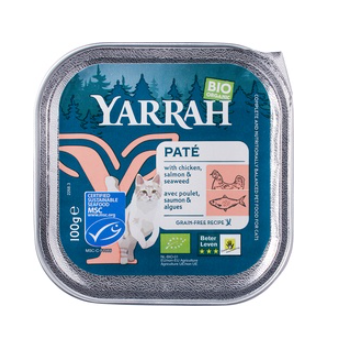 Kattenvoer paté met zalm van Yarrah, 16x 100 gr Kattenvoer paté met zalm van Yarrah, 16x 100 gr