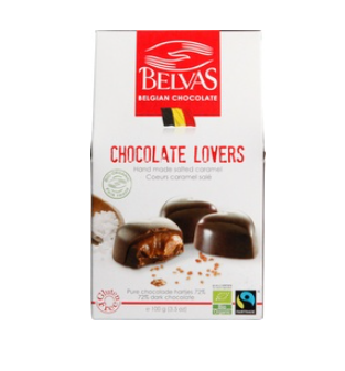Bonbons Hearts dark chocolate caramel van Belvas, 6x 100 gram.