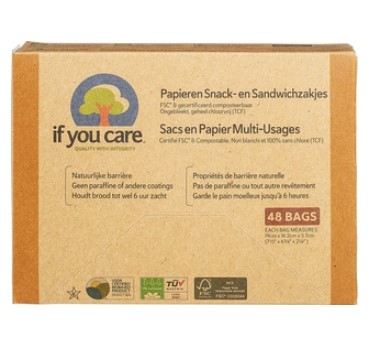 Boterhamzakjes (papier) van If You Care 12 x 1 doosje van 48 stuks