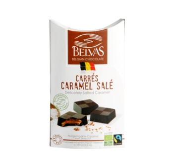 Carrés puur met licht gezouten caramel van Belvas, 6x 100 g