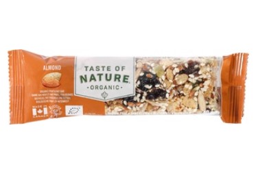 Almond reep van Taste of Nature, Raw Food, 16x 40gr