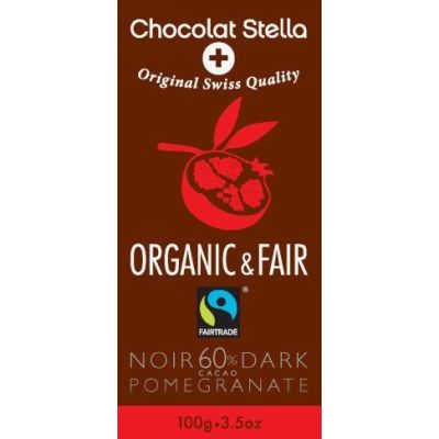 Choc. reep Dark 60% Cacao Granaatappel van Chocolat Stella, 11x