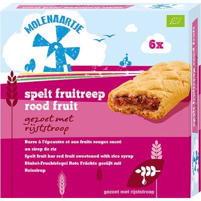 Spelt fruitreep rood fruit van Molenaartje, 10x180gr