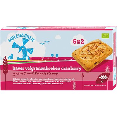 Volgranenkoeken Haver Cranberry van Molenaartje, 12 x 240gr