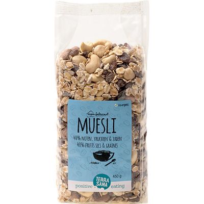 Muesli noten-vruchten-zaden van TerraSana, 6x 750 g