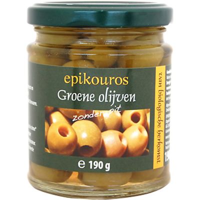 Groene Olijven zonder pit van Epikouros, 6x 190 gr