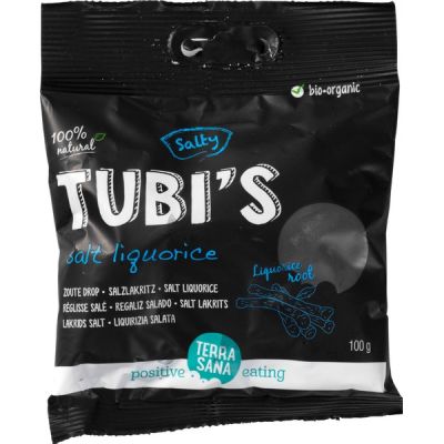 Zoute drop tubi`s naturel van TerraSana, 12x 100 g