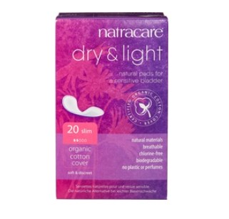 Dry and light incontinence pads van Natracare, 6x 20 stuks.