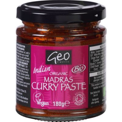 Curry paste Indian madras van Geo Organics, 6 x 180 g