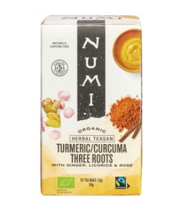 Turmeric Tea three roots van Numi, 4x 18 blt