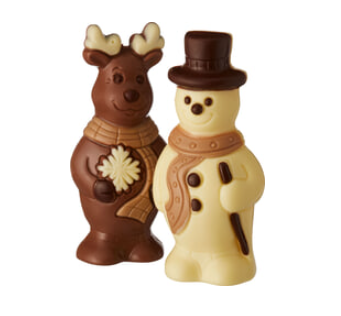 Chocolade rendier + sneeuwman van De Schutter, 15 x 100 g