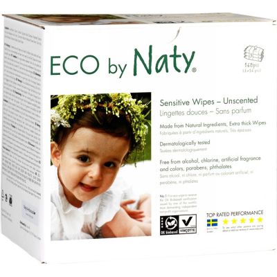 Sensitive wipes unscented 3-pack van Naty, 3 x 168 stk