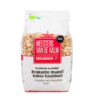 Muesli krokant kokos hazelnoot van De Halm, 6 x 500 g