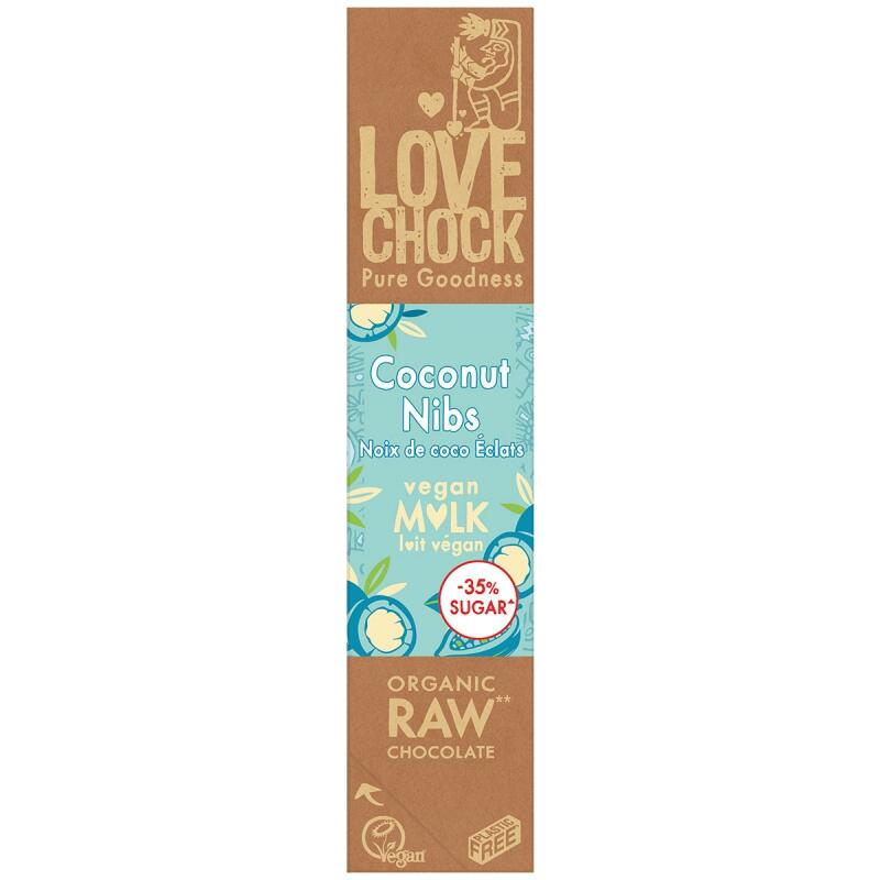 Creamy bar coconut nibs van Lovechock, 12 x 40 g