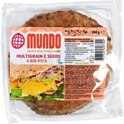 Pita broodjes Multigrain & seeds van OMundo, 1 x 260 g