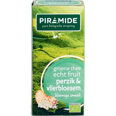 Groene Thee perzik-vlierbesbloesem van Piramide, 6 x 20 stk