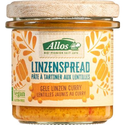 Linzenspread curry van Allos, 6 x 140 g