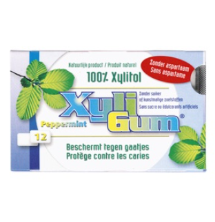 Kauwgom peppermint van Xyligum GEEN BIO, 24 x 15 g Kauwgom peppermint van Xyligum GEEN BIO, 24 x 15 g