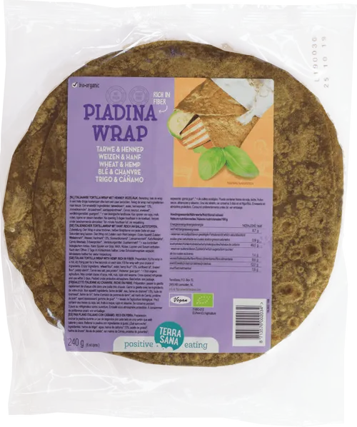 Piadina wrap tarwe en hennep van TerraSana, 6 x 240 g
