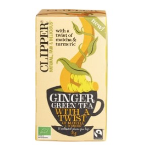 Ginger Green Tea with a Twist of Matcha + Tumeric van Clipper, 4