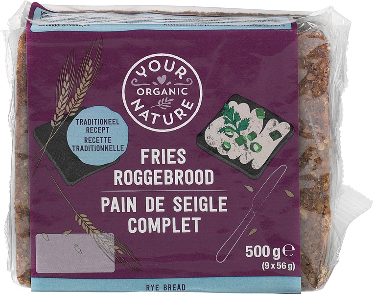 Fries roggebrood van Your Organic Nature, 12 x 500 g