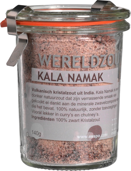 Kala namak fijn van Esspo Wereldzout, 6 x 140 g