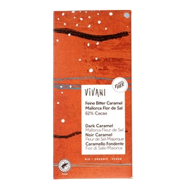 Dark Caramel 62% cacao van Vivani, 10 x 80 g
