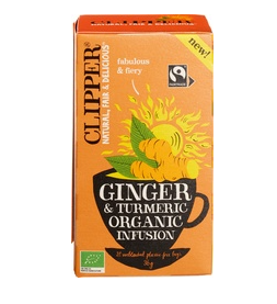 Ginger + Tumeric van Clipper, 4 x 20 builtjes