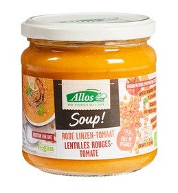 Rode Linzen-Tomaten soep van Allos, 6 x 350 ml