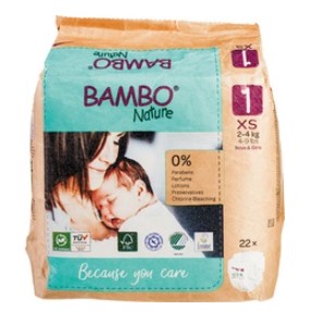 Luiers Size 1 (2-4 kg) van Bambo Nature, 6 x 22 stk