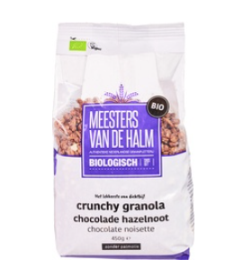 Crunchy granola chocolade- hazelnoot van Meesters van de Halm, 6 x 450 g