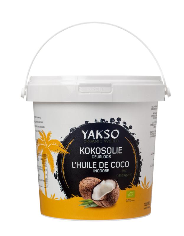 Kokosolie geurloos van Yakso, 6 x 1000 ml