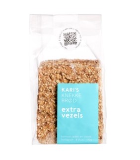 Knekkebrød Extra Vezels van Kari`s Crackers, 6 x 170 g