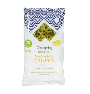 Seaveg Crispies Ginger Multipack van Clearspring, 8 x 3 stks