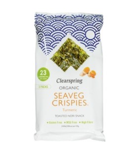 Seaveg Crispies Turmeric Multipack van Clearspring, 8 x 3 stuks
