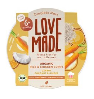 Rijst + Kip Curry 6 maanden van Lovemade Organics, 5 x 185 g
