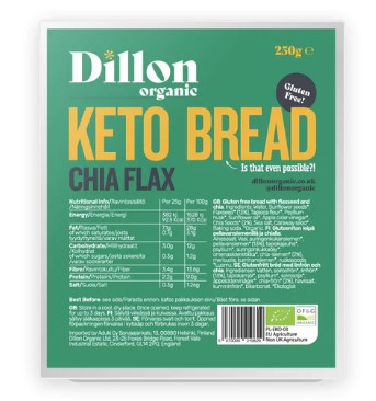 Chia Flax Keto Bread van Dillon Organic, 6 x 250 g