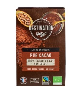 Cacaopoeder 100% van Destination, 12 x 250 g