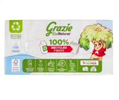 Tissues van Grazie Natural, 25 x 80 stk