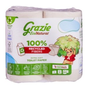 Toiletpapier 2-laags 4 rol van Grazie Natural, 14 x 4 stk
