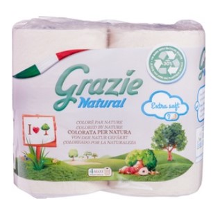 Toiletpapier 3-laags 4 rol van Grazie Natural, 14 x 4 stk